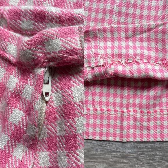 Vtg 60's Pink Gingham Plaid Woven Wool Mini Skirt Sz XS Talon Coquette Retro - Picture 7 of 7